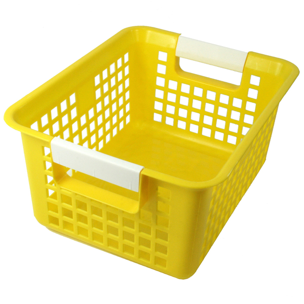 Romanoff Hang & Stack Storage Bin, Plastic, 9 3/4 in W, 6 in H, 12 1/4 in L, Yellow, 3 PK 749-03